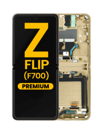 OLED Assembly with Frame for Galaxy Z Flip 4G F700 2020 (MIRROR GOLD) (Premium)