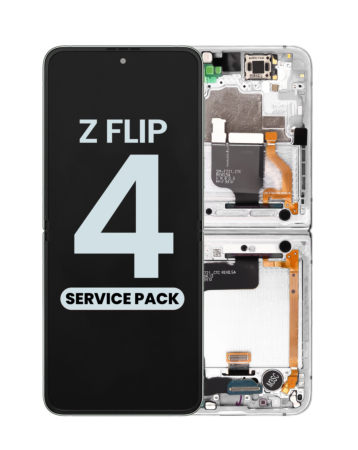 OLED Assembly with Frame for Galaxy Z Flip 4 F721 (SILVER WHITE) (US and International) (Service Pack)