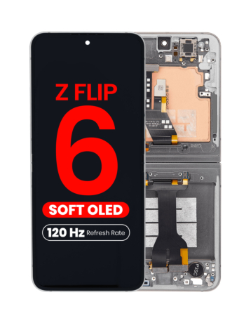 OLED Assembly with Frame for Galaxy Z Flip 6 F741 (SILVER) (US & International) (Aftermarket Pro OLED / 120HZ)