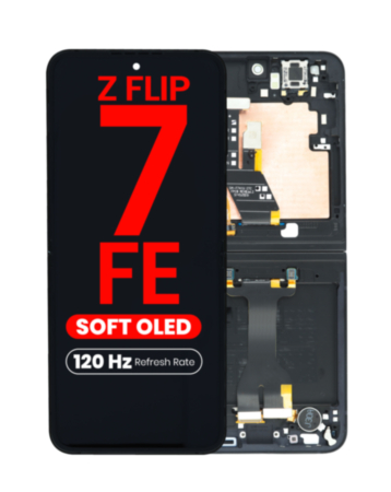 OLED Assembly with Frame for Galaxy Z Flip 7 FE F761 (BLACK) (US & International) (Aftermarket Plus Soft Oled / 120 Hz)