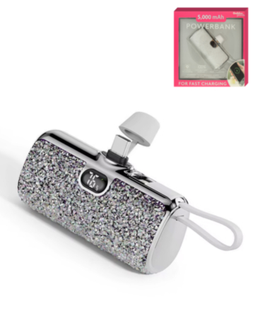 Brookstone Mini Diamond Power Bank with Built in USB C-L (WHITE) (2000mAh) (Only Ground Shipping)