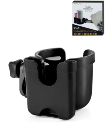 Brookstone Stroller Cup and Phone Holder (BLACK) (Only Ground Shipping)