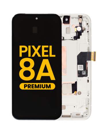 OLED Assembly with Frame (with Finger Print Sensor) for Google Pixel 8A (PORCELAIN) (Premium)
