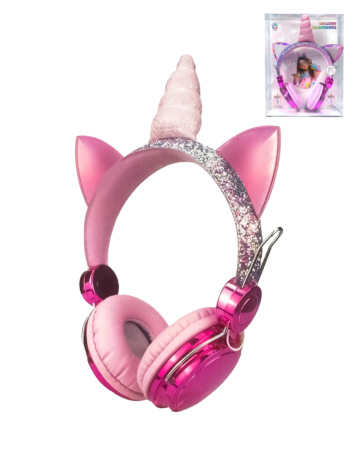Uni Corn Kids Wired Headphones with Microphone (PINK) (Only Ground Shipping)