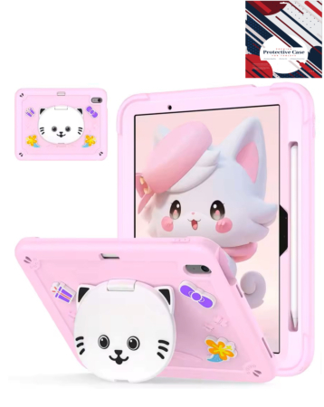 Shockproof Kickstand Case with Pen Slot - PINK for iPad 10 2022 (10.9") / iPad 11 (A16) (Only Ground Shipping)