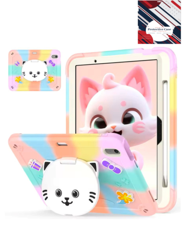 Shockproof Kickstand Case with Pen Slot - COLORFUL ROSE for iPad 10 2022 (10.9") / iPad 11 (A16) (Only Ground Shipping)