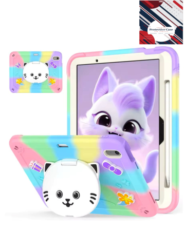 Shockproof Kickstand Case with Pen Slot - COLORFUL PURPLE for iPad 10 2022 (10.9") / iPad 11 (A16) (Only Ground Shipping)