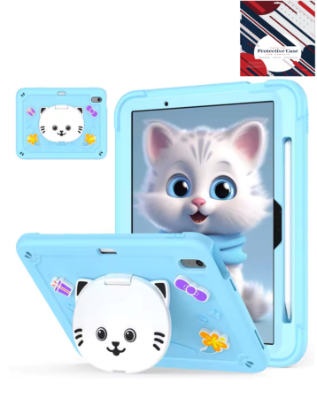 Shockproof Kickstand Case with Pen Slot - LIGHT BLUE for iPad 10 2022 (10.9") / iPad 11 (A16) (Only Ground Shipping)