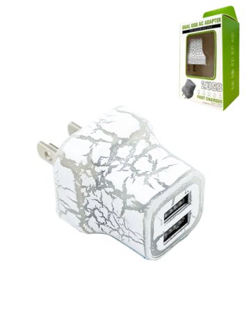 LED Light Up 2 x USB-A Port Wall Charger Power Adapter (WHITE) (Only Ground Shipping)