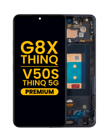 OLED Assembly with Frame for LG G8X ThinQ / V50S ThinQ 5G (BLACK) (Premium)