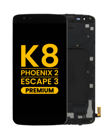 LCD Assembly with Frame for LG K8 (K350 / 2016) / Phoenix 2 / Escape 3 (BLACK) (Premium)