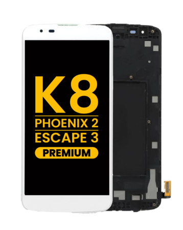 LCD Assembly with Frame for LG K8 (K350 / 2016) / Phoenix 2 / Escape 3 (WHITE) (Premium)