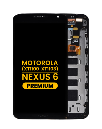 LCD Assembly with Frame for Motorola (XT1100 / XT1103) Google Nexus 6 (BLACK) (Premium)