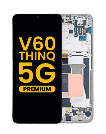 OLED Assembly with Frame for LG V60 ThinQ 5G UW (V605) (Not Compatible with Verizon UW Model) (SILVER) (Premium)