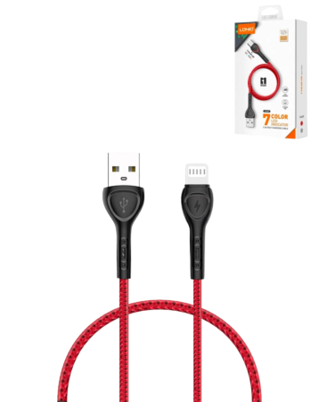 LDNIO LS481 USB A-L Non-MFI Fast Charging Data Cable (RED) (3ft) (12W) (Only Ground Shipping)