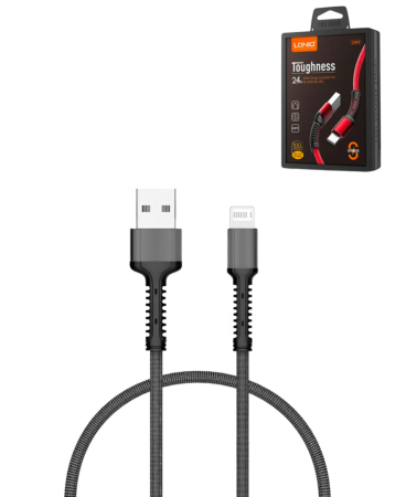 LDNIO LS63 USB A-L Non-MFI Fast Charging Data Cable (GRAY) (3ft) (12W) (Only Ground Shipping)