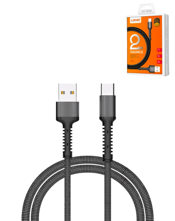 LDNIO LS64 USB A-C Braided Charging Data Cable (GRAY) (6ft) (12W) (Only Ground Shipping)