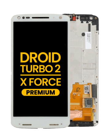 LCD Assembly with Frame for Motorola Droid Turbo 2 (XT1585) / X Force (XT1580) (WHITE) (Premium)