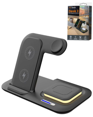 4-in-1 Wireless Charger Stand Fast Charging Station & Touch Nightlight (15W) (BLACK) (Only Ground Shipping)