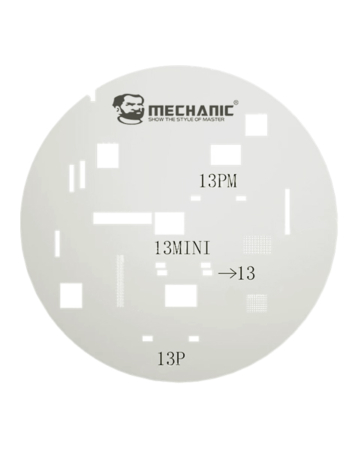 Purchase the Mechanic UFO Screen Protection Planting Tin Steel Stencil For iPhone 13 13 Mini 13P 13 PM Not Returnable.

