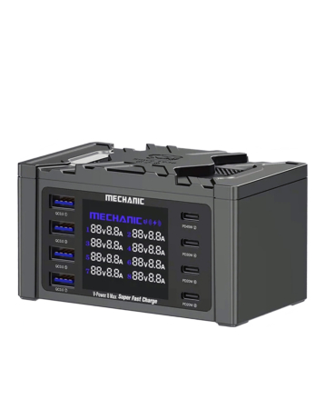 MECHANIC V-Power 8 Max (115W) 8-Ports (4x USB A / 4X USB C) Desktop Digital Display High Power Fast Quick Charger (Only Ground Shipping)