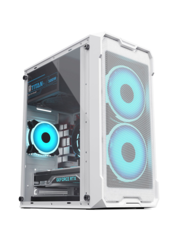 Custom Tower PC Case with 2 Cooling Fan (WHITE) (305*170*350MM) (Only Ground Shipping)