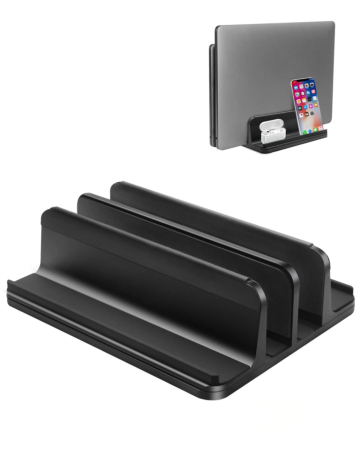 Aluminum Vertical Laptop Stand for Laptops / Tablets / Smartphones (BLACK) (Only Ground Shipping)