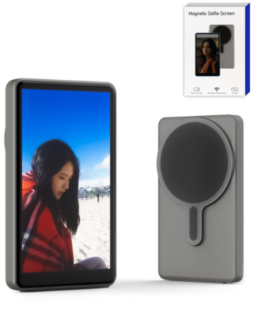 Magnetic Selfie Monitor Screen Wireless Vlog Display for iPhone Android Rear Camera Selfie Live Streaming (4.02 Inch) (Gunmetal)