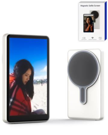 Magnetic Selfie Monitor Screen Wireless Vlog Display for iPhone Android Rear Camera Selfie Live Streaming (5 Inch) (Gunmetal)