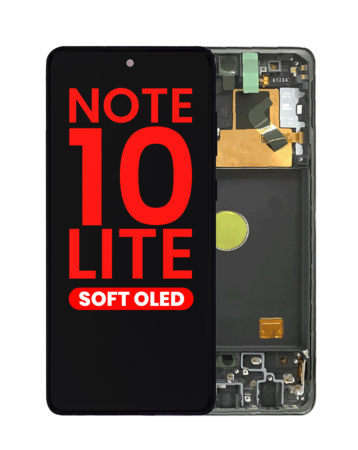 Purchase the OLED Assembly with Frame for Galaxy Note 10 Lite N770 in Aura Black, Aftermarket OLED.
