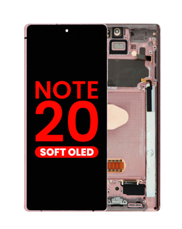 Buy the OLED assembly with frame for Galaxy Note 20 N980 and N981 in Mystic Bronze, aftermarket OLED.
