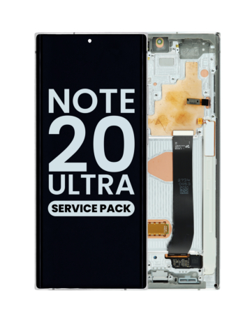 Purchase the OLED assembly with frame for Galaxy Note 20 Ultra N985 and N986 in Mystic White, service pack.
