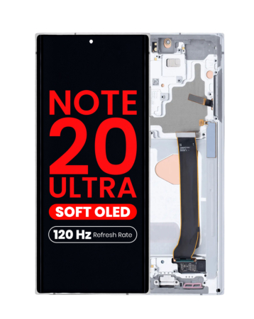 OLED Assembly with Frame for Galaxy Note 20 Ultra N985 / N986 (MYSTIC WHITE) (Aftermarket Pro Soft Oled / 120HZ)