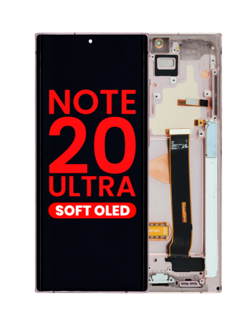 Buy the OLED assembly with frame for Galaxy Note 20 Ultra N985 and N986 in Mystic Bronze, aftermarket OLED.

