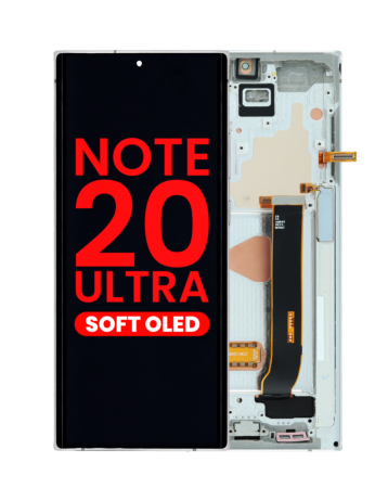 Shop the OLED assembly with frame for Galaxy Note 20 Ultra N985 and N986 in Mystic White, aftermarket OLED.
