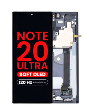 OLED Assembly with Frame for Galaxy Note 20 Ultra (N985/N986) (MYSTIC BLACK) (Aftermarket Plus Soft Oled / 120Hz)