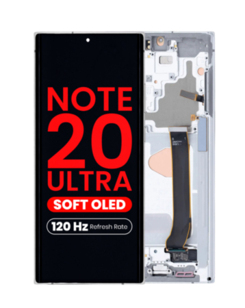 OLED Assembly with Frame for Galaxy Note 20 Ultra (N985/N986) (MYSTIC WHITE) (Aftermarket Plus Soft Oled / 120Hz)