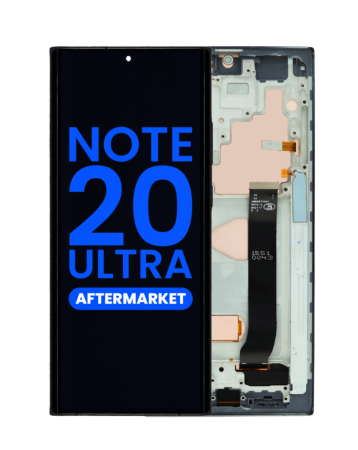 Order the LCD assembly with frame for Galaxy Note 20 Ultra N985 and N986 in Mystic Black, aftermarket Incell, does not support fingerprint.
