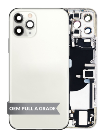Back Housing Frame with Charging Port Flex & Small Parts for iPhone 11 Pro (SILVER) (OEM Pull A Grade)