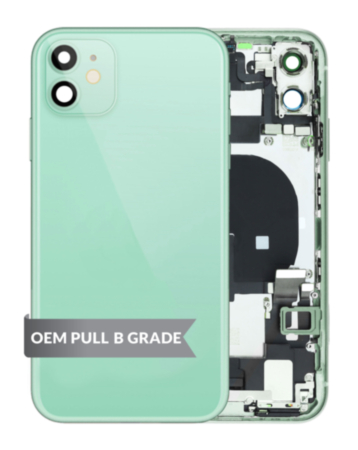 Back Housing Frame with Charging Port Flex & Small Parts for iPhone 11 (GREEN) (OEM Pull B Grade)