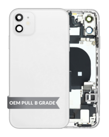 Back Housing Frame with Charging Port Flex & Small Parts for iPhone 11 (WHITE) (OEM Pull B Grade)