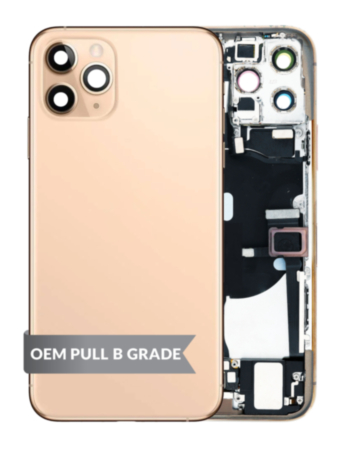 Back Housing Frame with Charging Port Flex & Small Parts for iPhone 11 Pro (GOLD)(OEM Pull B Grade)
