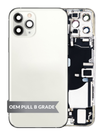 Back Housing Frame with Charging Port Flex & Small Parts for iPhone 11 Pro (SILVER) (OEM Pull B Grade)