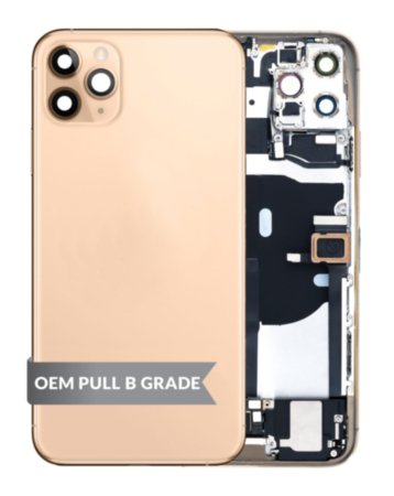 Back Housing Frame with Charging Port Flex & Small Parts for iPhone 11 Pro Max (GOLD) (OEM Pull B Grade)