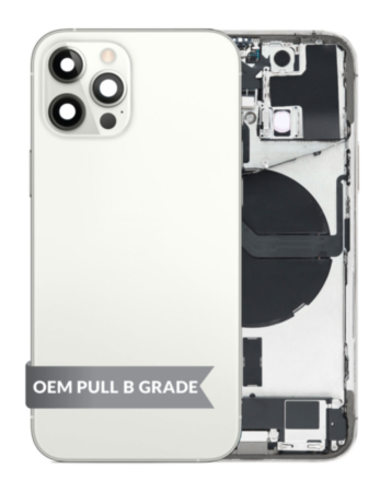 Back Housing Frame with Charging Port Flex & Small Parts for iPhone 12 Pro (SILVER) (OEM Pull B Grade)