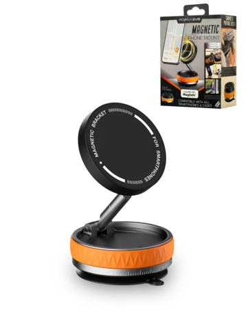 360 Degree Rotating Vacuum Suction Cup Magnetic Phone Holder - ORANGE (Only Ground Shipping)