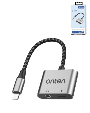 Onten 2in1 USB L to AUX + Charging Converter (with Chip) (Only Ground Shipping)
