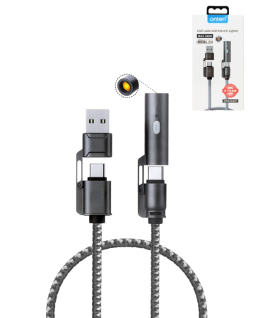 Onten 4in1 USB A+C to C+ Electric Lighter Charging Cable (5ft) (240W) (Only Ground Shipping)