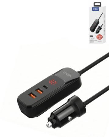 Onten 4-Port Car Charger with LED Indicator for UBER / LYFT Drivers (60W) (Only Ground Shipping)