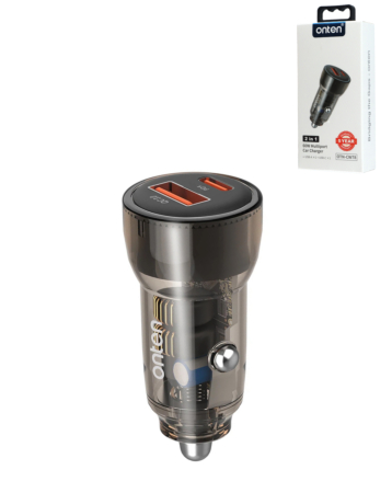 Onten USB C+A Transparent Dual Car Charger (60W) (Only Ground Shipping)